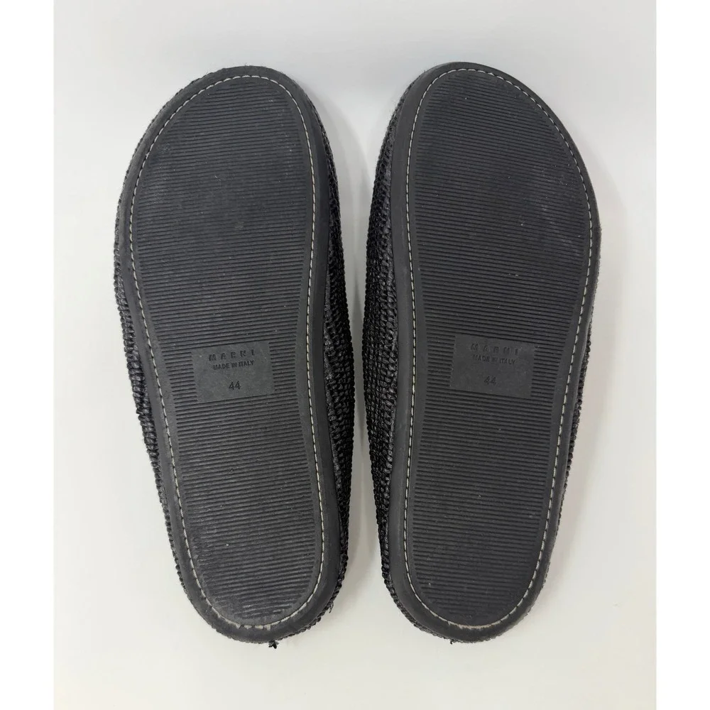 Marni Sabot Raffia Slippers Black Size 11 US 44 EU